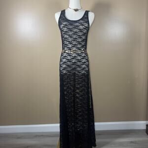 Just Polly New York Black Maxi Lace Dress Size Medium